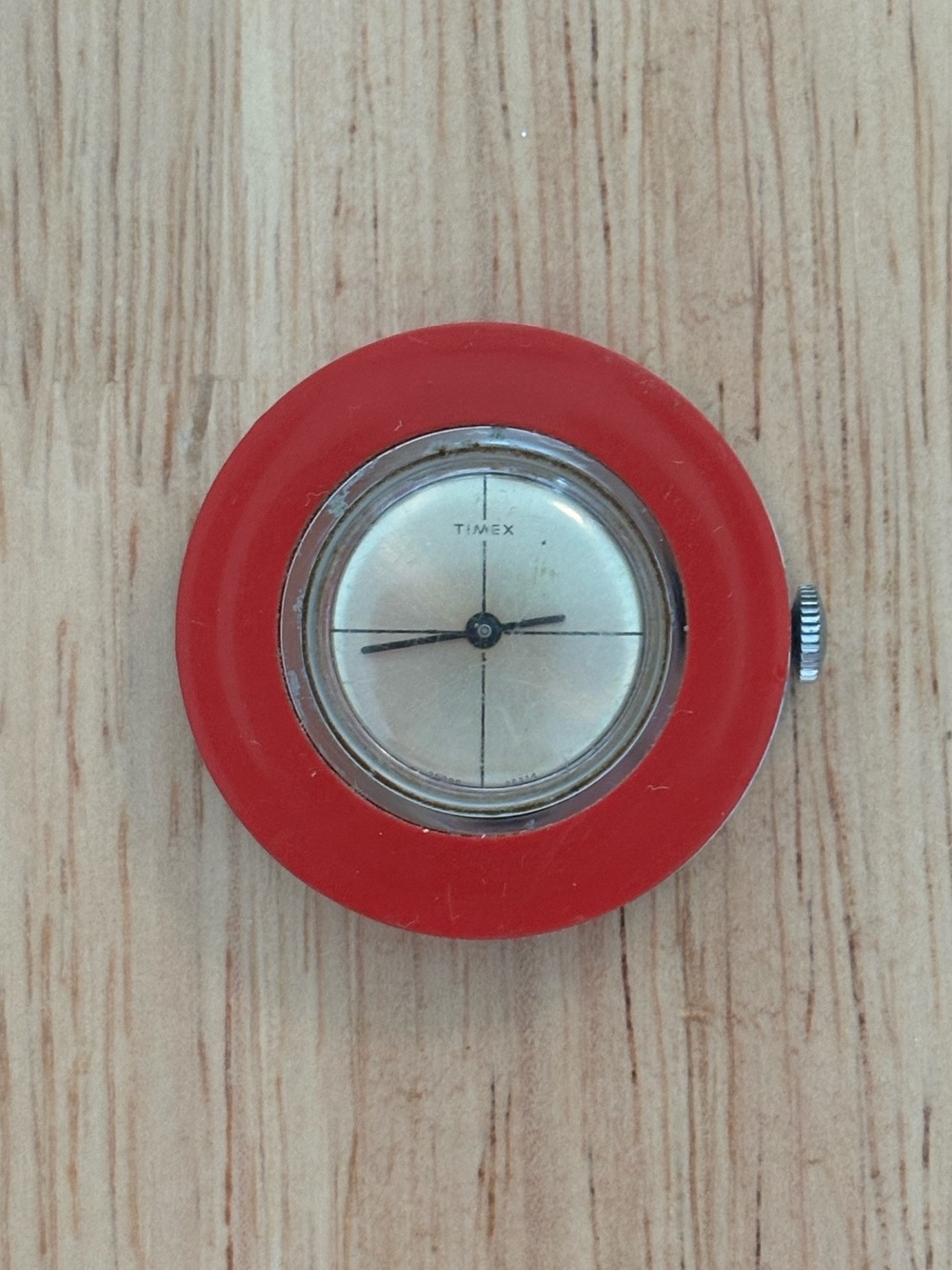 Vintage Timex Round Watch Face with Silver Dial